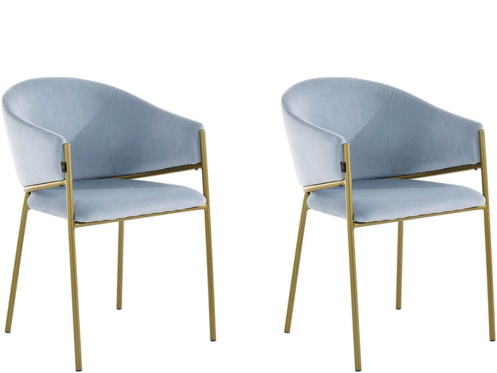 Danish Style Jedálenská stolička Nina (SADA 2 ks), zamat, modrá